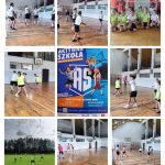 Kolaż zdjęć uczniów na zajęciach sportowych