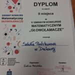 Dyplom z konkursu matematycznego -Głowołamacze
